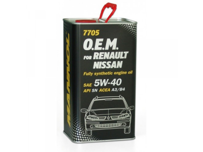 MANNOL 7705 O.E.M. 5W-40 for Renault Nissan 4L metal от MANNOL MANNOL 7705 O.E.M. 5W-40 for Renault Nissan 4L metal